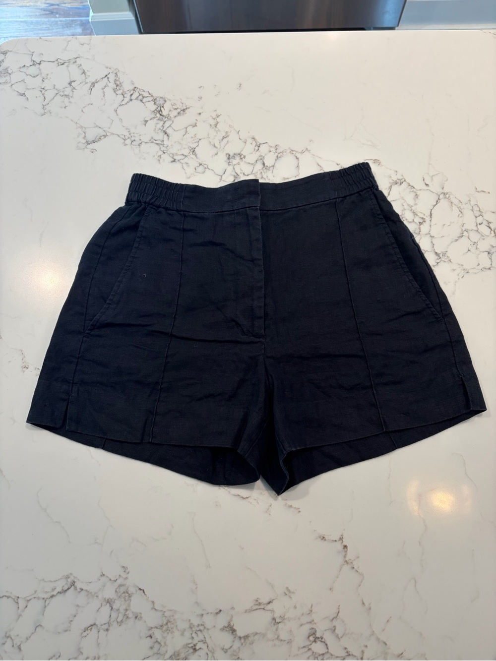COS Elastic Waist linen navy Shorts